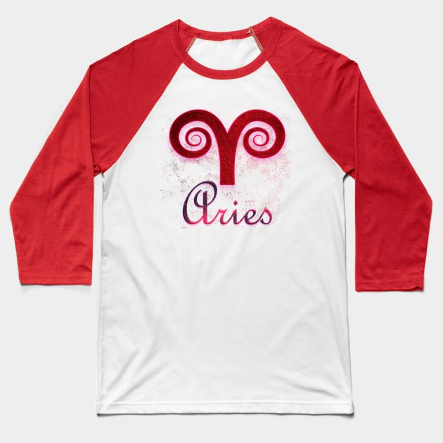 Aries Horoscope Baseball T-Shirt by LO2Camisetas